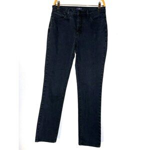 NYDJ Black Jeweled Pockets High-Rise Straight Leg  Jeans Size 6
